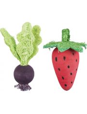 Набор игрушек для грызунов Trixie Клубника и свекла из дерева и люфы