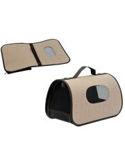 Сумка-переноска для животных Дарэлл Eco Турне №1 из рогожки и пластика, жёсткая 36,5*22*22см