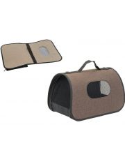 Сумка-переноска для животных Дарэлл Eco Турне №3 из рогожки и пластика, жёсткая 45*26,5*26,5см