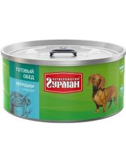 Консервы для собак Четвероногий гурман Готовый обед Потрошки с рисом