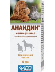 Капли ушные для кошек и собак АВЗ Анандин лечение отитов