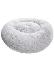 Лежанка для животных Triol Плюшка с длинным ворсом, круглая, серая