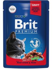 Влажный корм для кошек Brit Premium Говядина и горошек в соусе