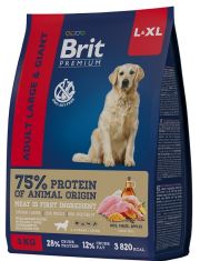 Сухой корм для собак крупных и гигантских пород Brit Premium Dog Adult Large and Giant Курица