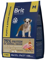 Сухой корм для щенков средних пород Brit Premium Dog Puppy and Junior Medium Курица