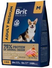 Сухой корм для собак средних пород Brit Premium Dog Adult Medium Курица