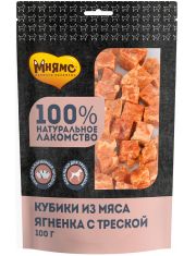 Лакомство для собак Мнямс Кубики из мяса ягненка с треской