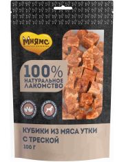 Лакомство для собак Мнямс Кубики из мяса утки c треской