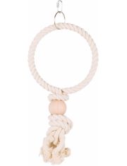 Игрушка для птиц Trixie Кольцо с шаром из хлопка с деревянной бусиной