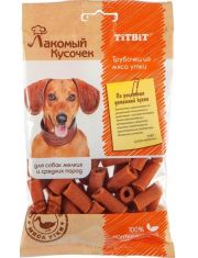 Лакомство для собак TiTBiT Лакомый кусочек Трубочки из мяса утки