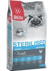 Сухой корм для кошек Blitz Classic Chicken Adult Sterilised Cat All Breeds Курица