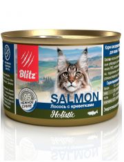 Консервы для кошек Blitz Holistic Salmon & Shrimps Adult Cats All Breeds Нежное суфле Лосось с креветками