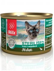 Консервы для кошек Blitz Holistic Sterilised Cat Duck & Turkey Паштет Утка с индейкой 