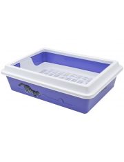 Туалет для кошек Zooexpress Кис глубокий с рамкой, сеткой и рисунком