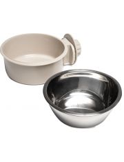 Миска для животных Triol подвесная с пластиковым держателем, серая