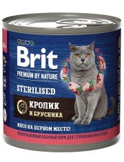 Консервы для кошек Brit Premium by Nature Кролик с брусникой