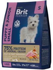 Сухой корм для щенков мелких пород Brit Premium Dog Puppy and Junior Small Курица