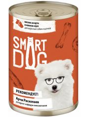 Smart Dog консервы для взрослых собак и щенков мясное ассорти в нежном соусе