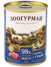 Консервы для собак Зоогурман Мясное ассорти Говядина с уткой