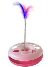 Игрушка для кошек HOMECAT Трек пластиковый с мячиком и перьями на пружине