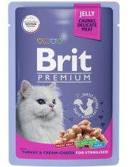 Влажный корм для кошек Brit Premium Индейка с сыром в желе
