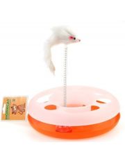 Игрушка для кошек HOMECAT Трек пластиковый с мячиком и мышкой на пружине