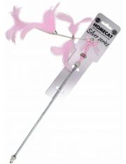 Дразнилка-удочка для кошек HOMECAT Silver Series из перьев, розовая