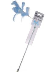 Дразнилка-удочка для кошек HOMECAT Silver Series из перьев, голубая