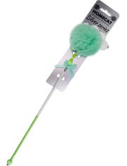 Дразнилка-удочка для кошек HOMECAT Silver Series помпон с бусинками, мятная