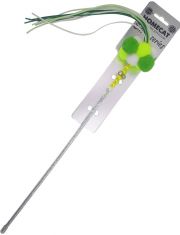 Дразнилка-удочка для кошек HOMECAT Silver Series с помпонами, зеленая