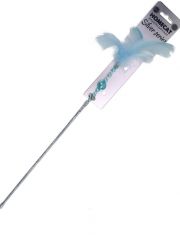 Дразнилка-удочка для кошек HOMECAT Silver Series из перьев, голубая