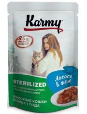 Влажный корм для кошек Karmy Sterilized Лосось в желе