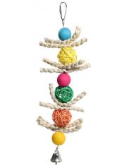 Игрушка для птиц Triol Шарики с косичками из плетеных и деревянных шариков, косичек и колокольчика