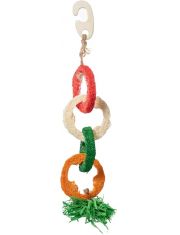 Игрушка для птиц Triol Разноцветные колечки из люфы с кукурузными листьями