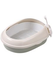 Туалет для кошек Triol овальный с бортом 50*37*17 см, совок и сетка в комплекте