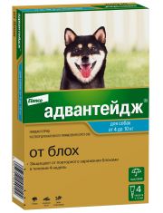 Капли для собак Адвантейдж® массой от 4 до 10кг от блох