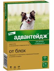 Капли для щенков и собак Адвантейдж® массой до 4кг от блох