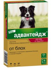 Капли для собак Адвантейдж® массой от 10 до 25 кг, на холку от блох
