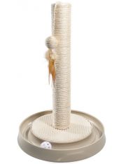 Когтеточка для кошек Triol Столбик 2в1 с шариком, перьями и мячом-погремушкой, из сизаля