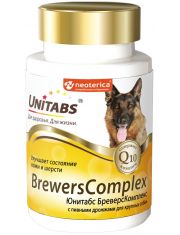 Витаминно-минеральный комплекс для собак Unitabs BrewersComplex крупных пород с Q10 и пивными дрожжами для кожи и шерсти