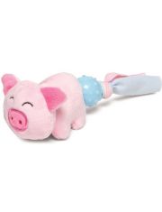 Игрушка для собак Triol Mini Dogs Хрюшка из плюша и термопластичной резины с мячиком и хвостиком из лент