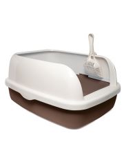 Туалет для кошек Triol Hygiene Титан прямоугольный  с совком в комплекте, кофейный