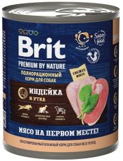 Консервы для собак Brit Premium By Nature Индейка и утка
