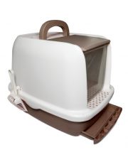 Туалет для кошек Triol Hygiene Смарт закрытый с совком и сеткой в комплекте, кофейный