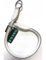 Удавка для собак Onega круглая из натуральной кожи, белая