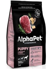 Сухой корм для щенков Alph?Pet Superpremium Puppy крупных пород до 6 месяцев, беременных и кормящих собак с говядиной и рубцом