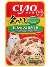 Влажный корм для кошек Inaba Kinnodashi Микс тунцов с морским гребешком 