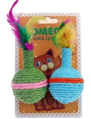 Игрушка для кошек HOMECAT Мячи цветные с пером, гремящие