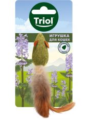 Игрушка для кошек Triol Мышка с перьями из прессованной кошачьей мяты