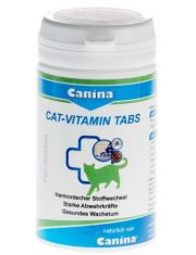 Витаминный комплекс для кошек и котят Canina Cat-Vitamin Tabs обеспечивает здоровый рост организма, улучшение обмена веществ, незаменим при натуральном типе кормления
